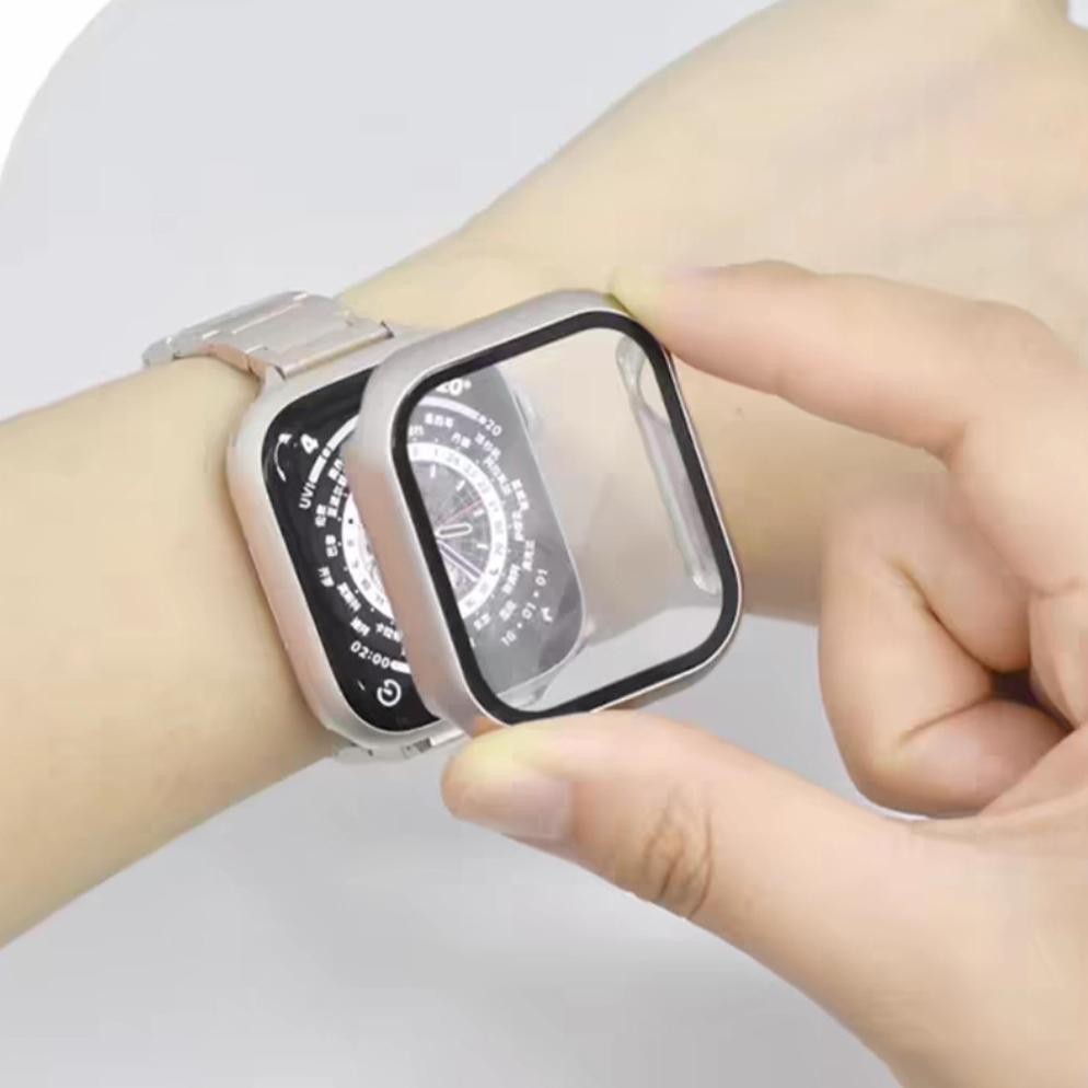 ( PROMOO) Tempered Glass with Case for Apple Watch Ultra 2/Ultra IWatch Model Series 9 8 7 Se 6 5 4 