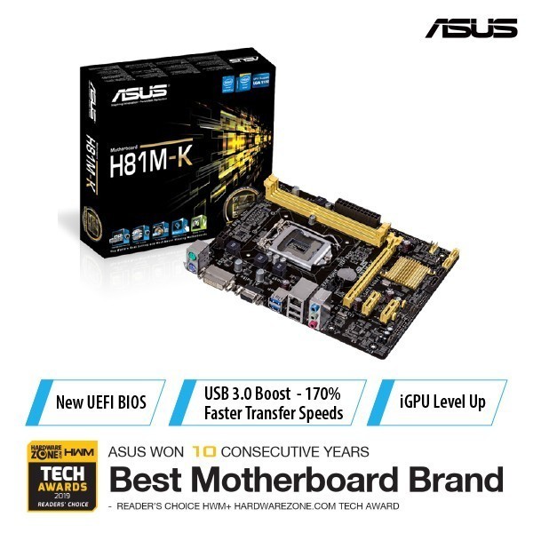 ASUS MOTHERBOARD H81M-K (INTEL LGA 1150 DDR4)