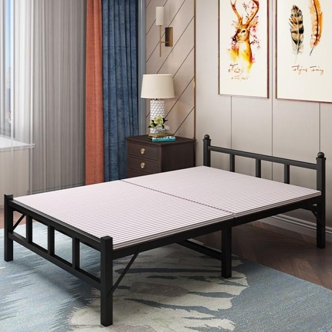 Ranjang Lipat Besi Folding Bed Portable Dipan Lipat Escort Bed Kayu