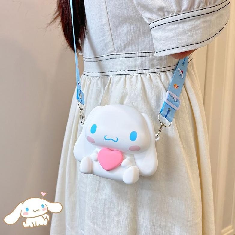 Trt Tas Silikon Anak-anak Cinnamoroll/Sanrio ShoulderBag Cinnamoroll Boneka Lucu tas selempang anak 