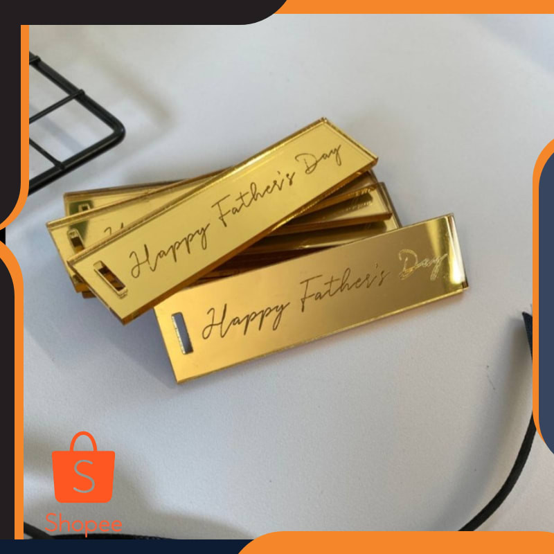 

Murah Custom Acrylic Mirror Hampers Tag Rectangle 25x9 Label Tag Keren