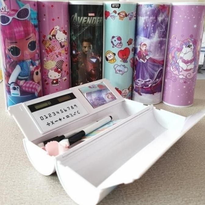 

we-53 tempat kotak pensil holder pensil aesthetic korea magnet kalkulator pencil holder calculator calculator magnetic mirror kaca cermin anak kids Original