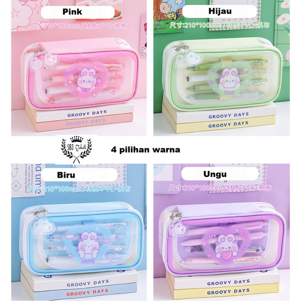 

gd-90 Tempat pensil Kotak Pensil anak perempuan cewek waterproof Happy Rabbit Kapasitas Besar Premium