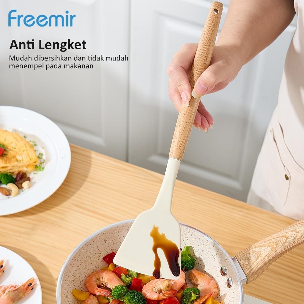 Bisa COD [OFFICIAL MALL] freemir Spatula Silikon Beige Peralatan Dapur Berkualitas ||