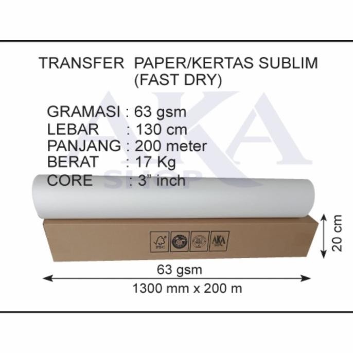 

Transfer Paper / Kertas Sublim. 63gsm 1300mm x 200m