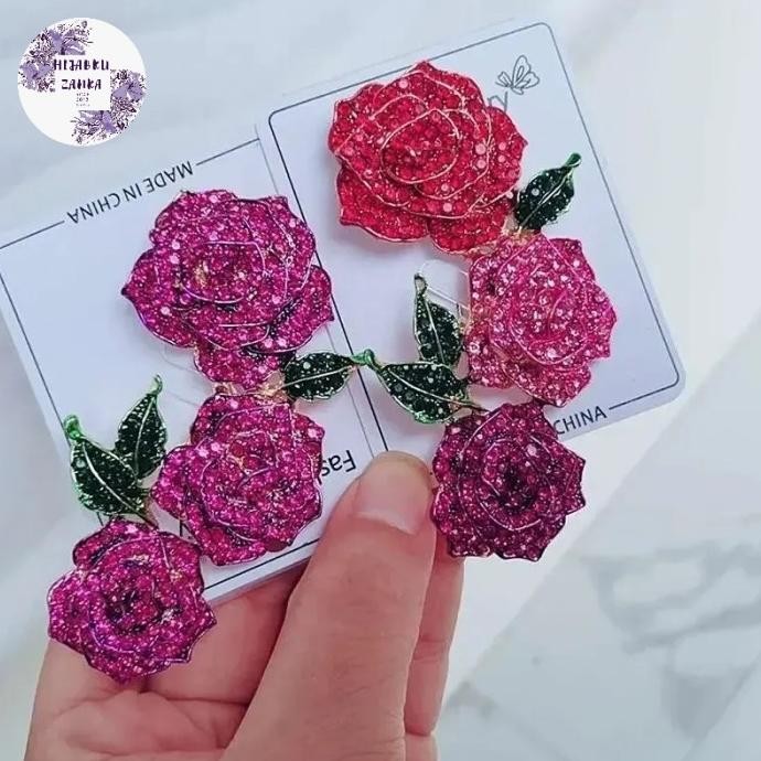 bros kebaya bunga mawar besar rhinestone | rose brooch JS