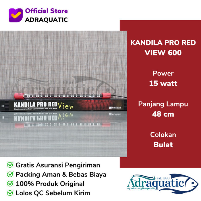 Kandila Pro Red View 600 Led Lampu Arwana Aquarium Lamp Celup Tanning