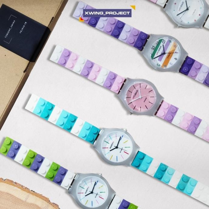 Swatch Jam tangan analog Strap brick original LEG0 Unisex wanita anak