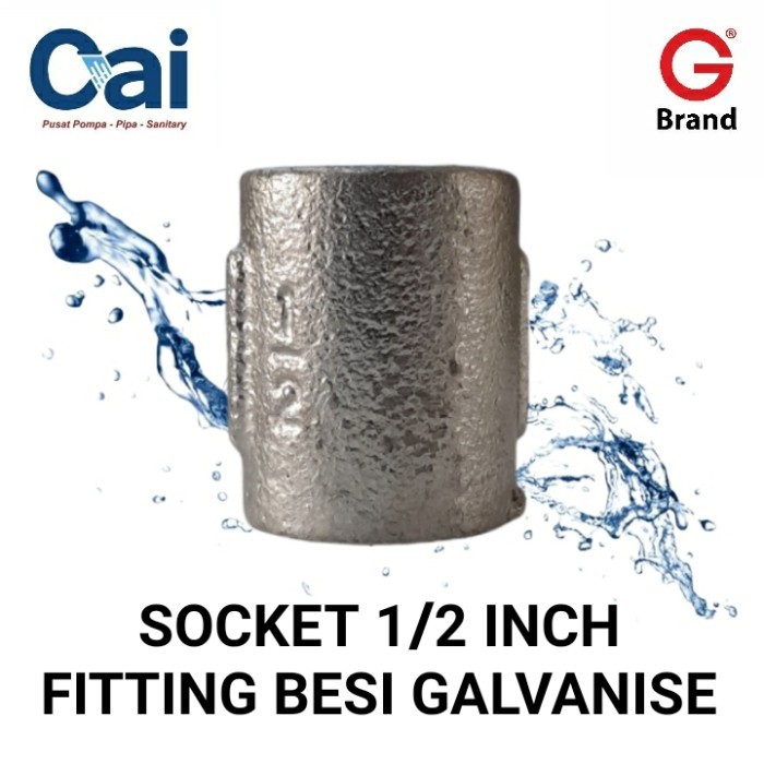 ] SOCKET BESI 1/2 INCH - SAMBUNGAN - PIPA BESI GALVANIS - GALUNGGUNG