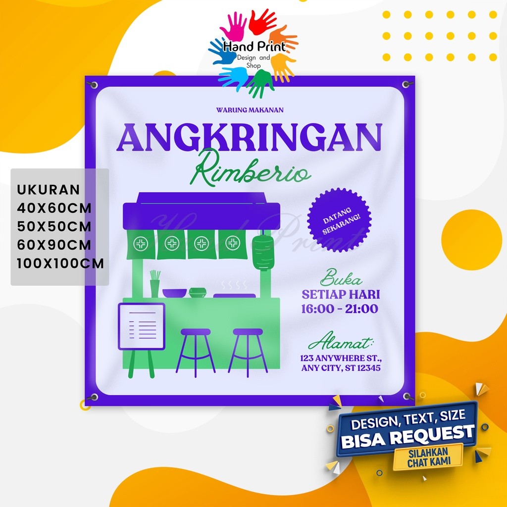 Cetak Spanduk Banner Angkringan Sate Seafood Sosis Bakso Bakar Frozen Food Spanduk Custom