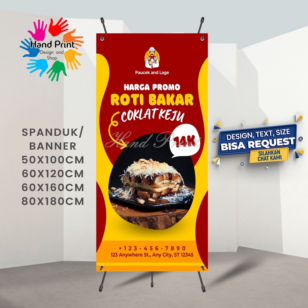 Spanduk Banner MMT Roti Bakar Sandwitch Keju Coklat Buat Promosi Jualan