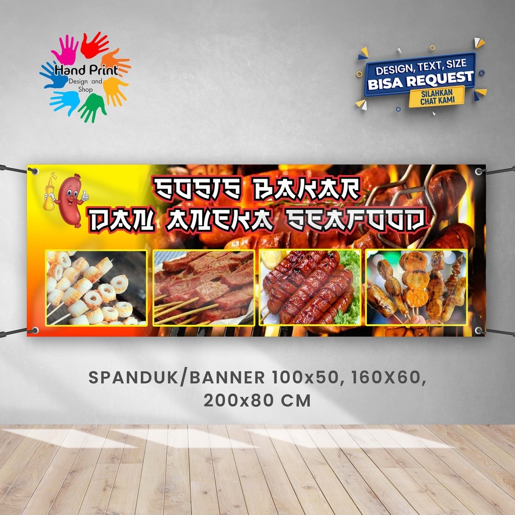 Spanduk Banner Jajanan Seafood Snack Sosis Bakar B Gratis Memesan Desain
