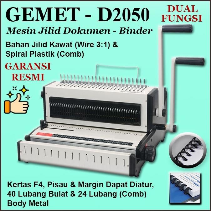 

MESIN JILID SPIRAL PLASTIK & KAWAT (WIRE 3:1) KERTAS F4, GEMET D-2050 ORIGINAL DAN TERPERCAYA