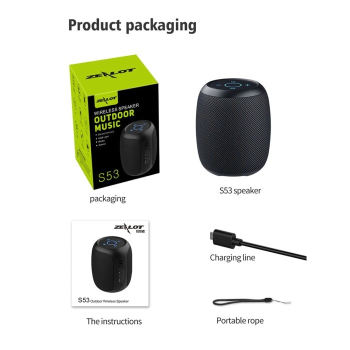 Zealot Portable Bluetooth Speaker Waterproof IPX7- S53