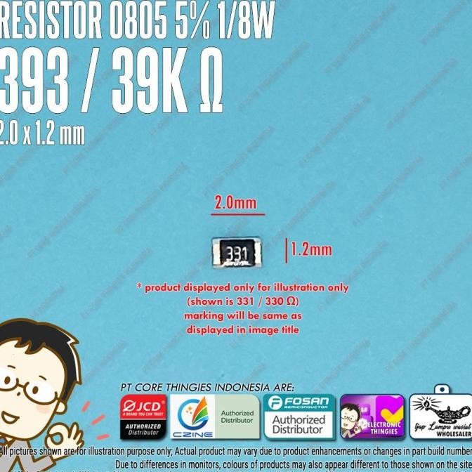 Baru (20) RESISTOR 0805 5% 393 / 39K OHM SMD 2012 thingie43