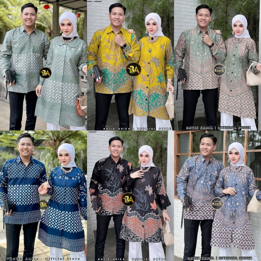 Sarimbit Motif Terbaru 2024 Baju Batik Capel Sekeluarga Gamis Kemeja Lebaran Dan Kondangan Couplean 