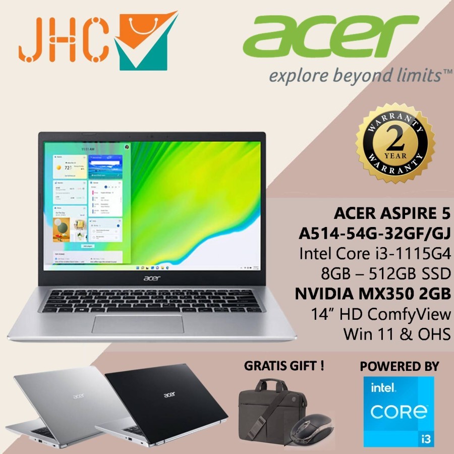 Acer Aspire 5 Slim A514 i3-1115G4 8GB 512GB MX350 2GB 14"HD W11+OHS