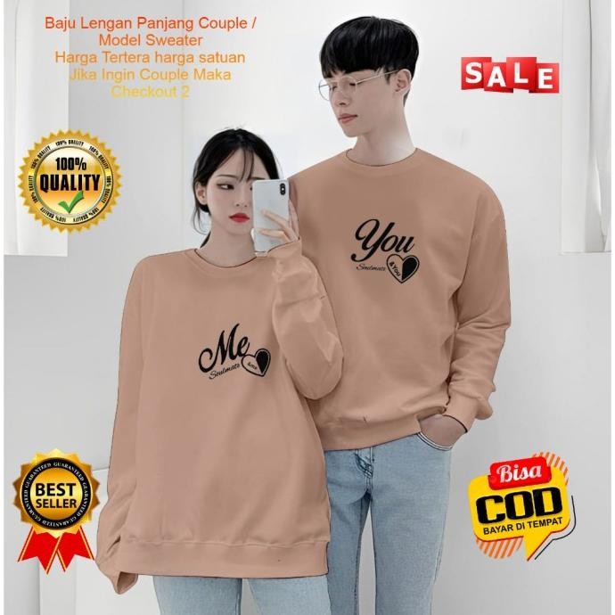 Kaos Couple Lengan Panjang You Me / Baju Lengan Panjang Pasangan / Kaos Atasan Pria Wanita Kapel / K