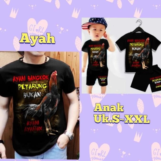 Kaos Couple Ayah Dan Anak Keren Terbaru Gambar Ayam Bangkok Petarung