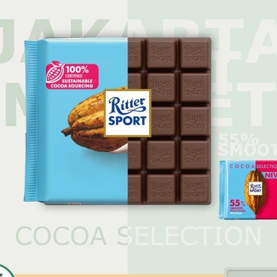 

Ritter Sport Cocoa Selection Dark Chocolate 55% 81% 61% 74% Coklat - 55% Smooth,100Gr