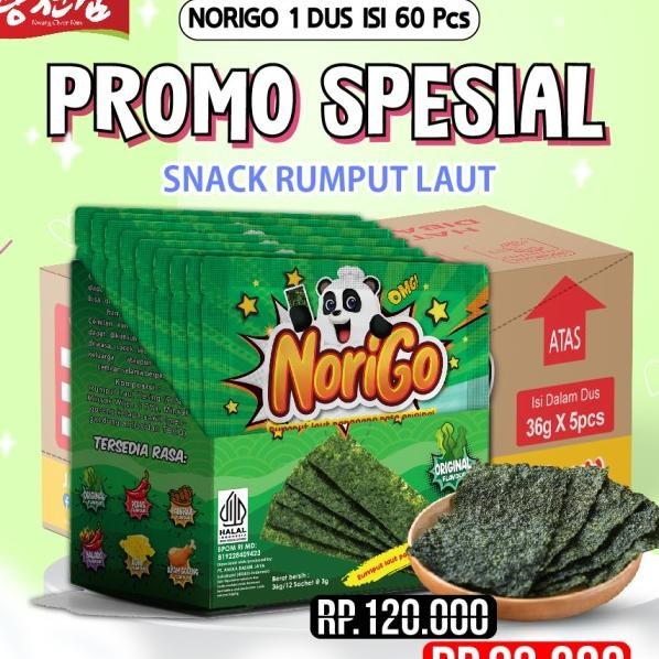 

( Spesial) Ngo 1 Dus Free 10 Pcs / N Sachet Seaweed Sna 3G Rumput Laut Halal