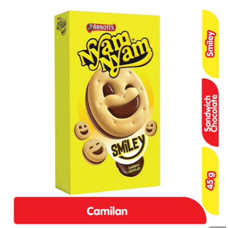 

(Desty Shop)NyamNyam Smiley Biskuit Sandwich Chocolate 45 g