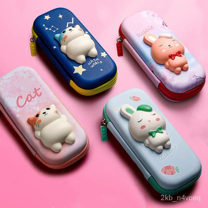 

Adorable 3D Pencil Case Stationery Organizer School Supplies for Girls EVA Pink Pen Pouch Holder Kawaii Eraser Bag Squishy Cat DMQX