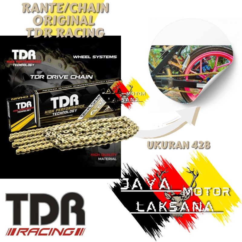 RANTAI CHAIN RANTE GIR GEAR ORIGINAL TDR RACING GOLD 428 112L APLIKASI UNIVERSAL MOTOR YAMAHA RXKING