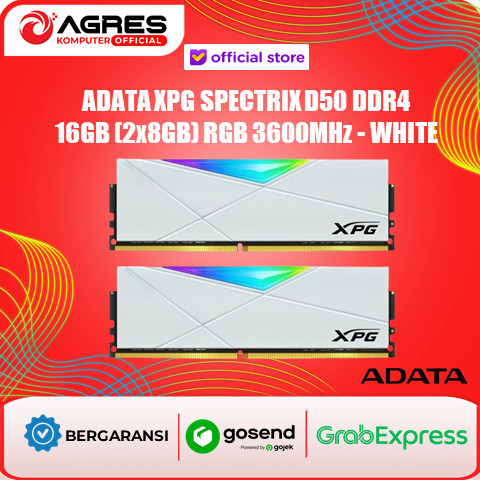 ADATA XPG SPECTRIX D50 DDR4 16GB (2X8GB) RGB 3600MHZ - WHITE
