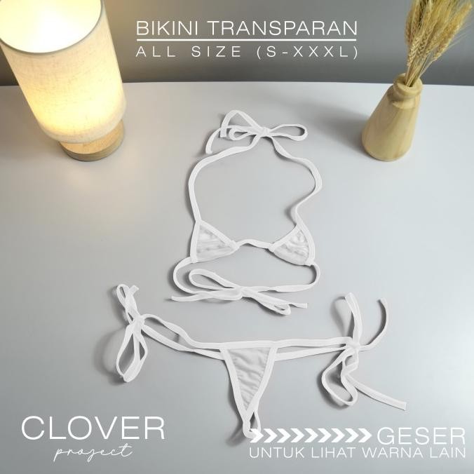 Micro Bikini Transparan Lingerie Transparan Thong G String Bra Set Terbatas