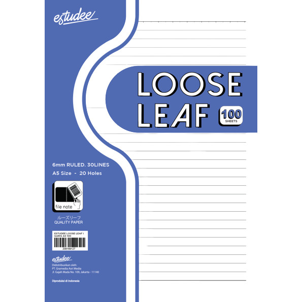 

Gramedia Cirebon - ESTUDEE LOOSE LEAF J GARIS A5 100