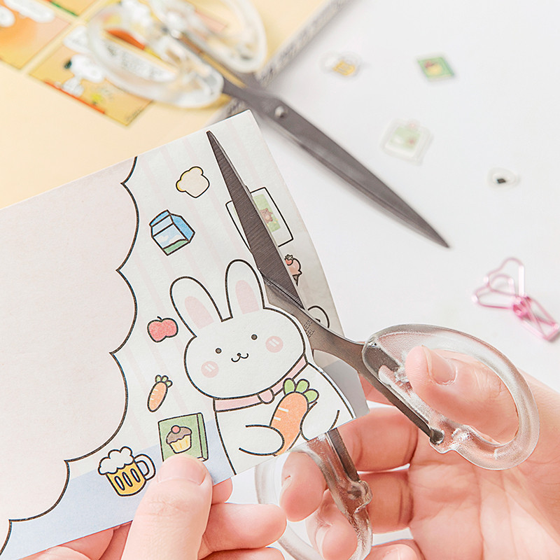 

Gunting siswa transparan dengan pisau potong kertas buatan tangan cocok untuk kantor rumah tangga