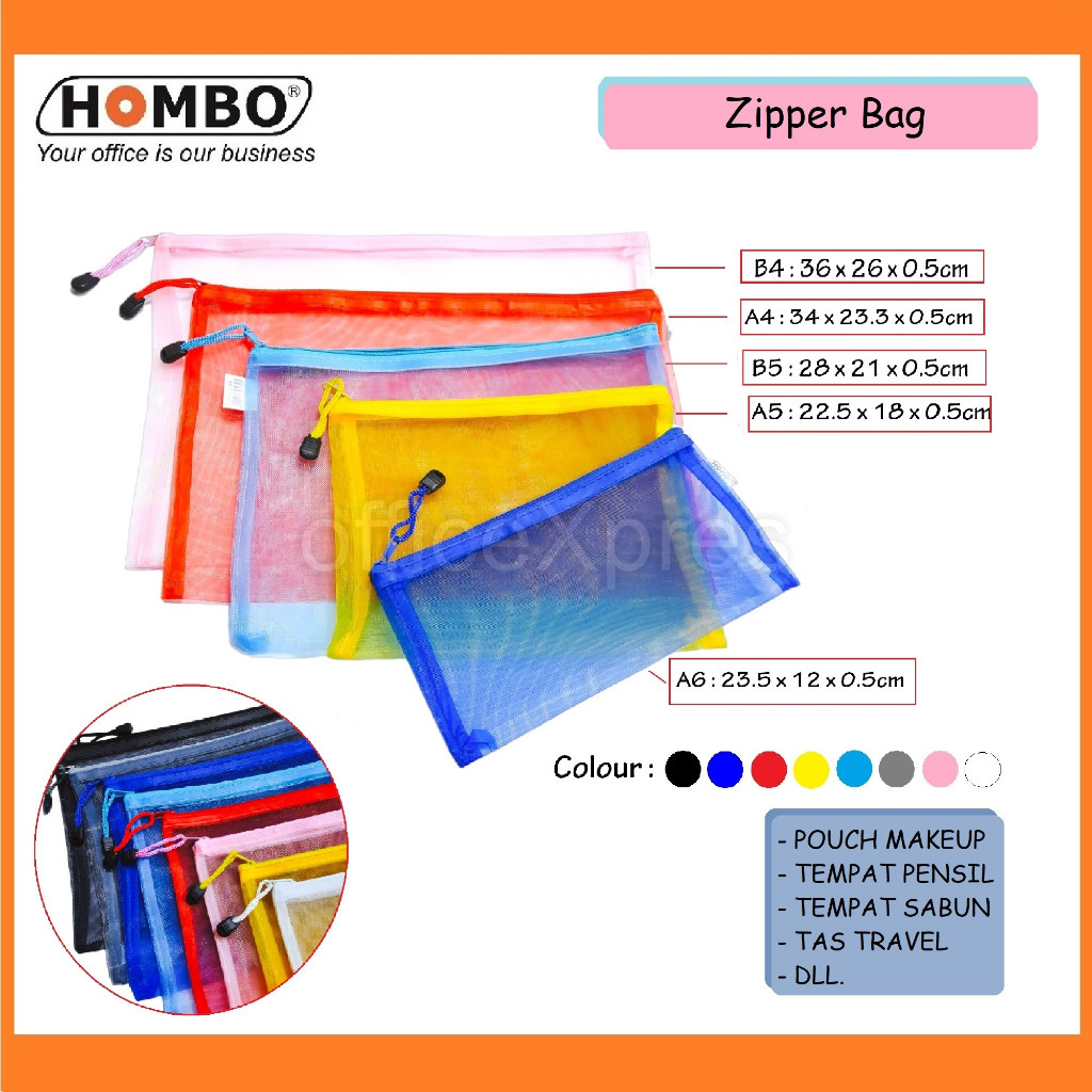 

Zipper Bag / Tempat Pensil / Zipper Map / Tas Jaring Resleting / Pouch