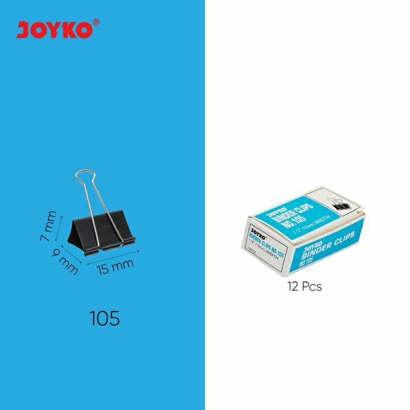 

( 1 pak = 12 buah ) Binder Clip Klip Penjepit Kertas Joyko Hitam 105