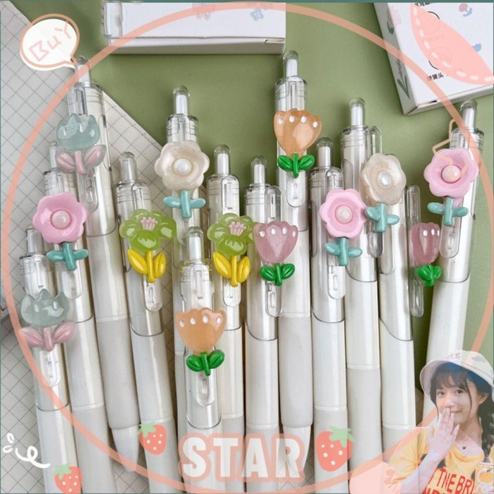 

Vee Star 6Pcs/Set Pena Gel Perlengkapan Kantor Sekolah Tulip Dekorasi