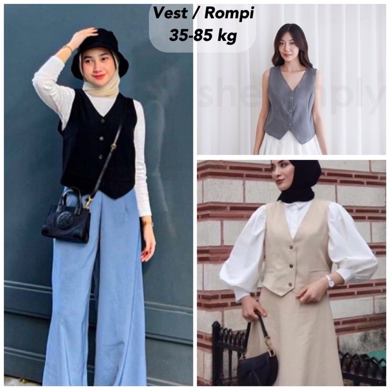 VEST ROMPI V-Neck Tanktop Blouse Linen