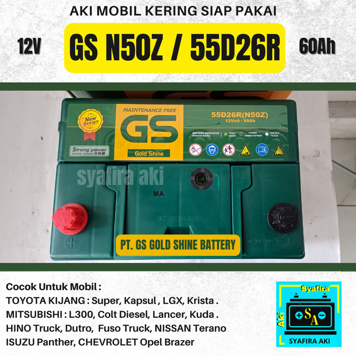 Aki Mobil Colt Diesel GS N50Z AKI KERING 12V / 60Ah