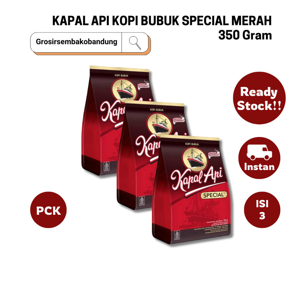 

KAPAL API KOPI BUBUK SPECIAL MERAH PCK 380/350g - 3 Pcs - KOTA BANDUNG