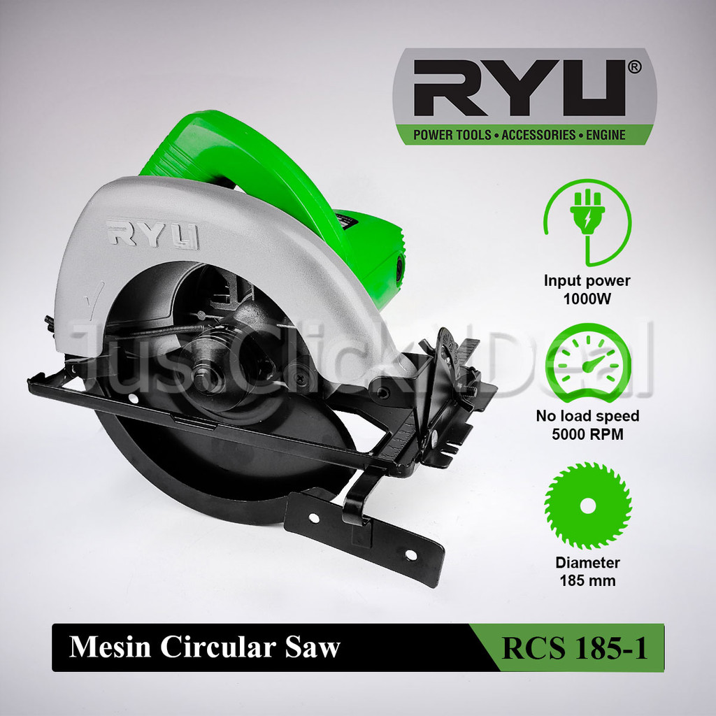 Ryu Mesin Circular Saw 1000 Watt 185 mm Gerinda Gergaji Kayu Listrik