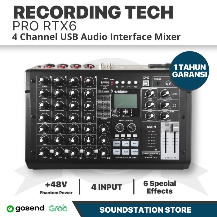 RECORDING TECH PRO RTX6 USB AUDIO MIXER RECORDING, PODCAST STUDIO