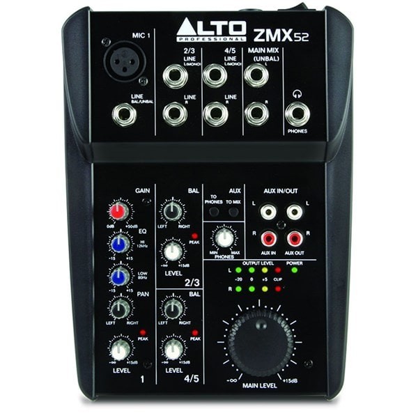 Alto ZMX52 5-Channel, 6in, 2bus Compact Mixer with EQ
