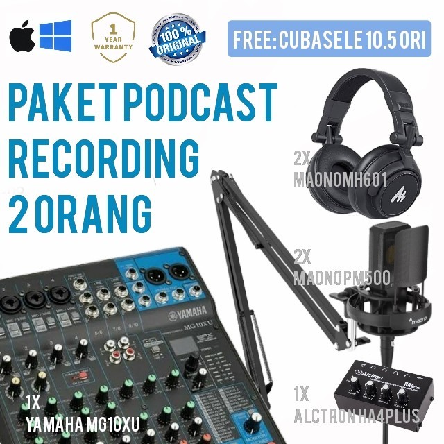 PAKET LENGKAP PODCAST 2 ORANG, YAMAHA MG10XU, MAONO PM500 + HEADPHONE