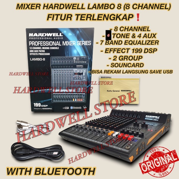 Mixer Audio Hardwell 8 Channel LAMBO 8 Original Mixer Terbaik