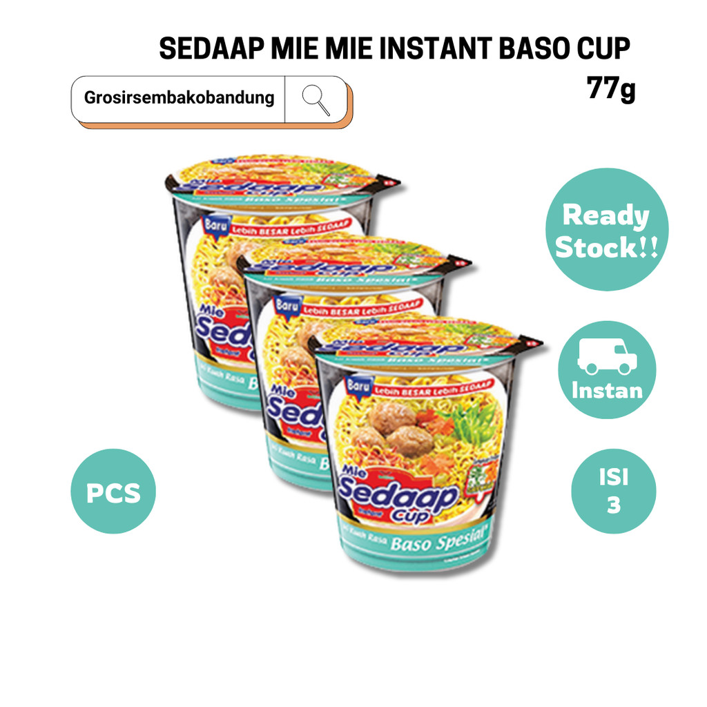 

SEDAAP MIE MIE INSTANT BASO CUP 72/77g - 3 Pcs - Kota Bandung