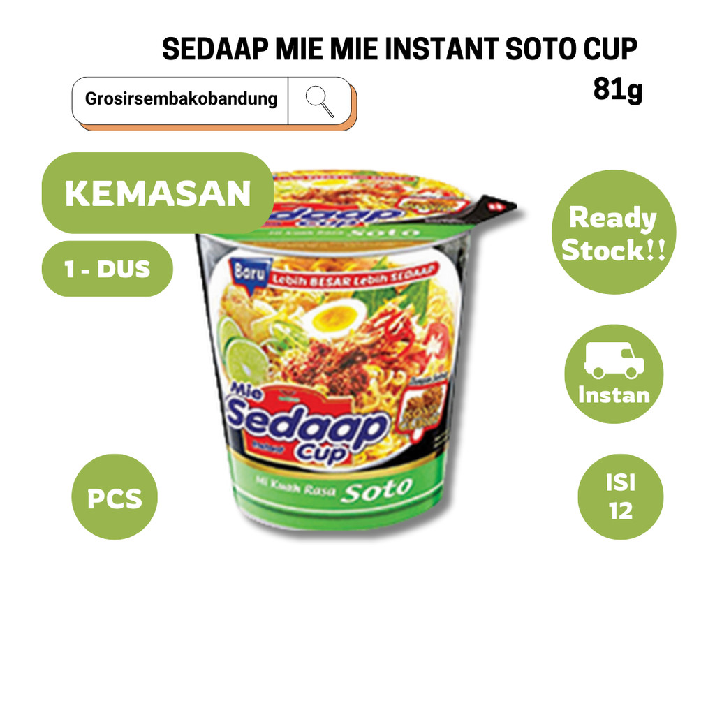 

SEDAAP MIE MIE INSTANT SOTO CUP 77/81g - 1 Dus - Kota Bandung