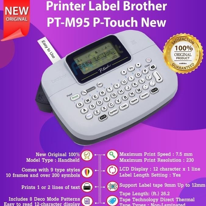 

BROTHER STIKER LABEL PRINTER PT-M95 PRINT HANDY MAKER SERI M-TAPE ORIGINAL DAN TERPERCAYA