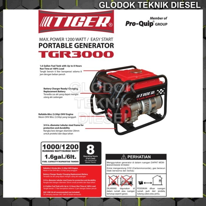 GENSET GENERATOR LISTRIK 1200 WATT BENSIN POBLE 1000 WATT TERBAIK