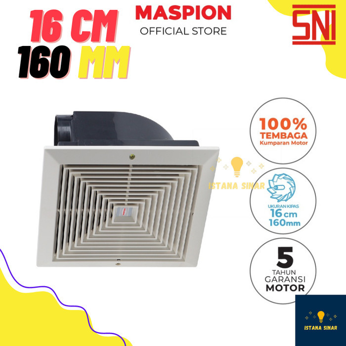 Terlaris Maspion Mv16Ex Exhaust Fan Plafon Heksos Kipas Angin Hisap Dapur Kamar Mandi Kamar Tidur