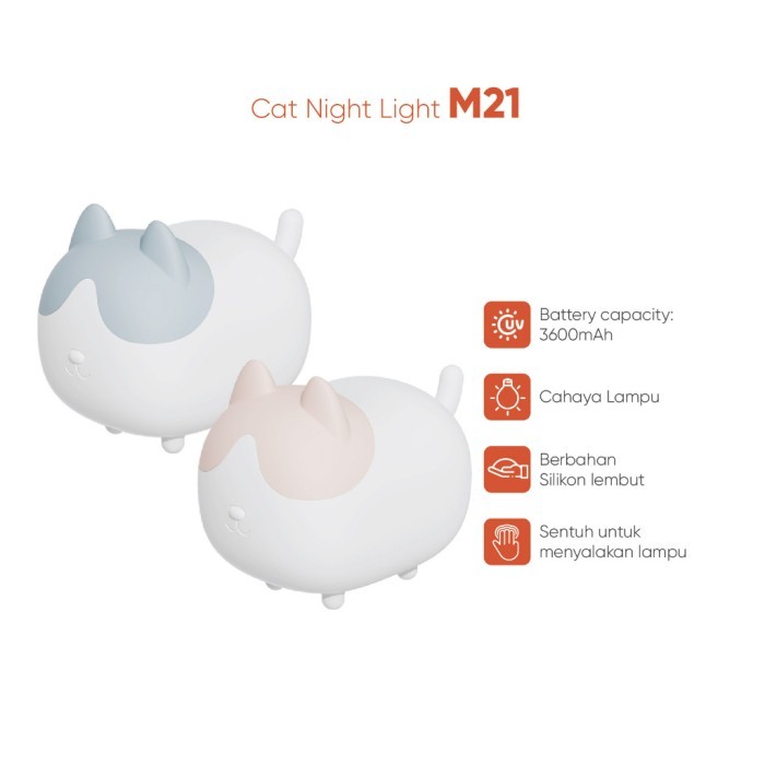 Terlaris Muxiang M21 Silicone Night Light Usb Lampu Tidur Kamar Sensor Sentuh