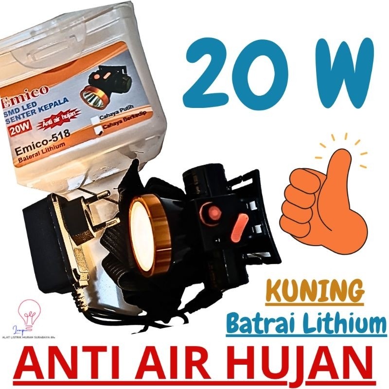 Senter Kepala 20W kuning EMICO